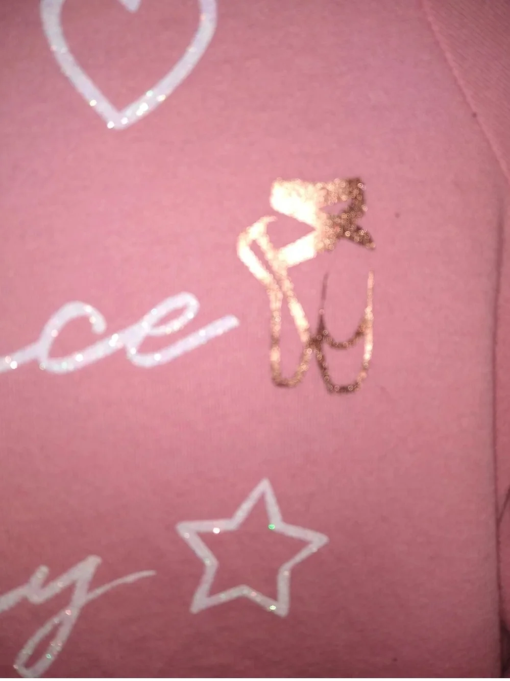 Justice Pink Long Sleeve Top with Metallic Accent Text